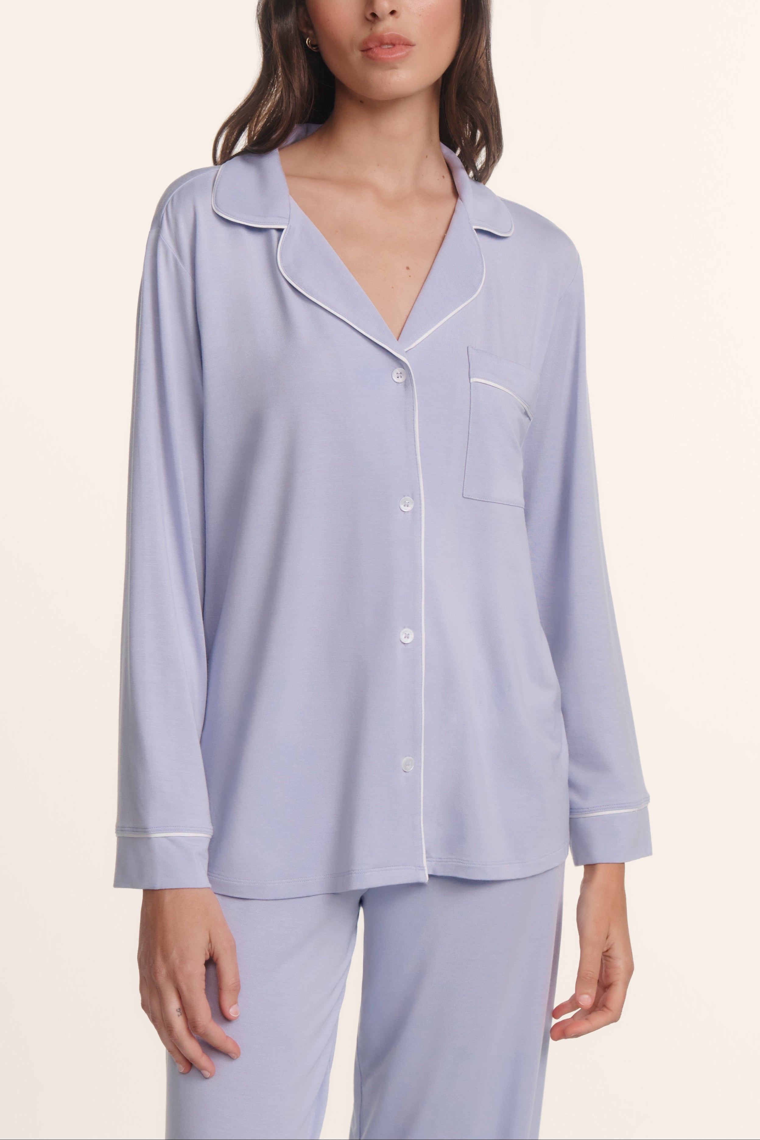 Gisele Long PJ Set in Lavender Dusk/Ivory
