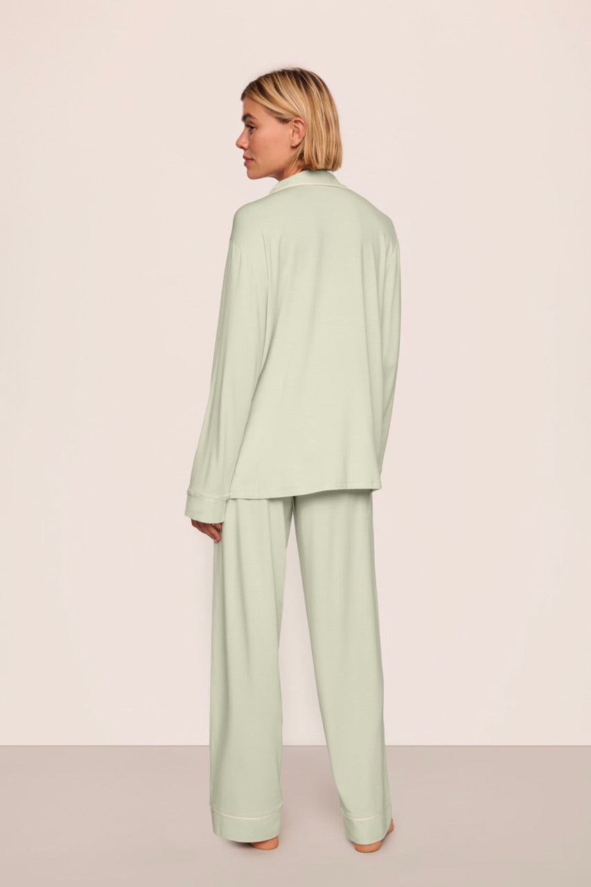 Gisele Long PJ Set in Mint Cream & Ivory