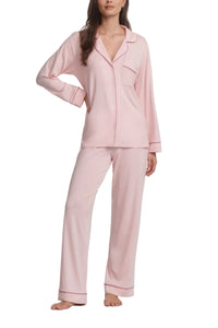 Gisele Long PJ Set in Pale Pink/Fig