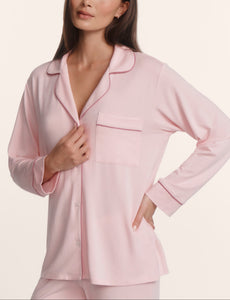 Gisele Long PJ Set in Pale Pink/Fig