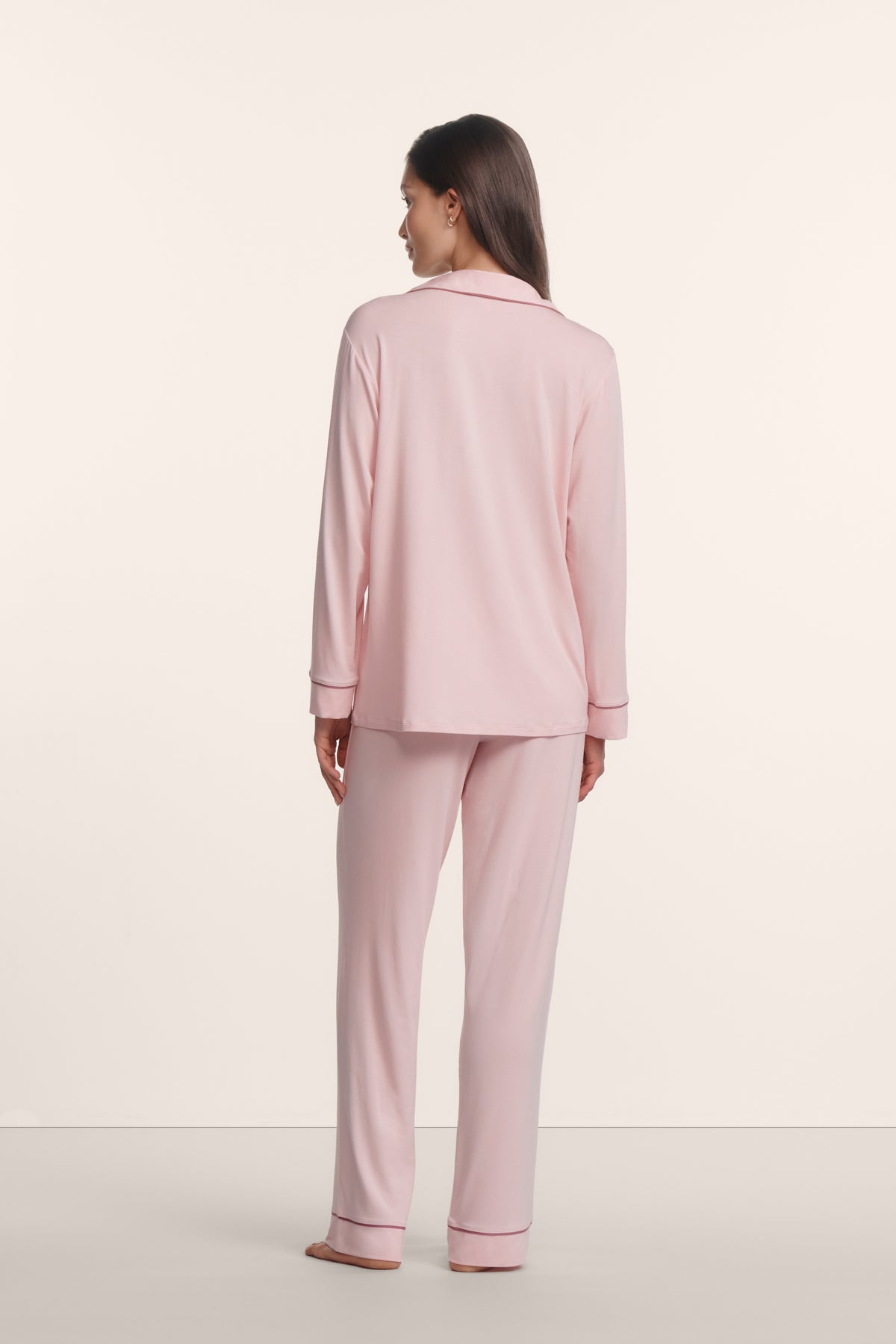Gisele Long PJ Set in Pale Pink/Fig