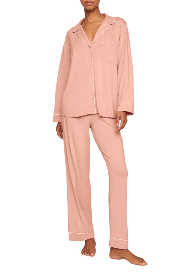 Gisele Long PJ Set in Velvet Pink & Ivory