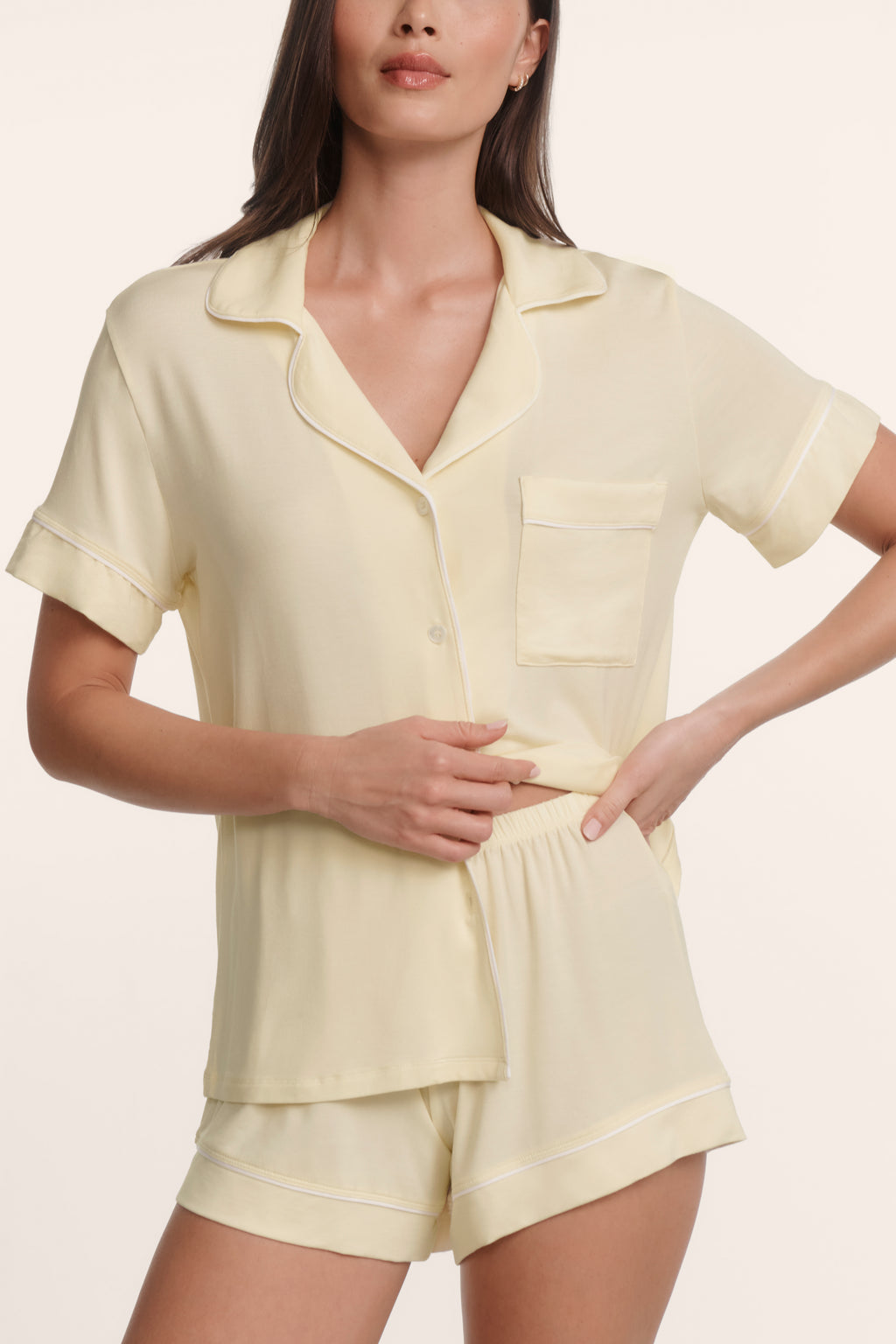 Gisele Relaxed Short PJ in Buttercream/Ivory