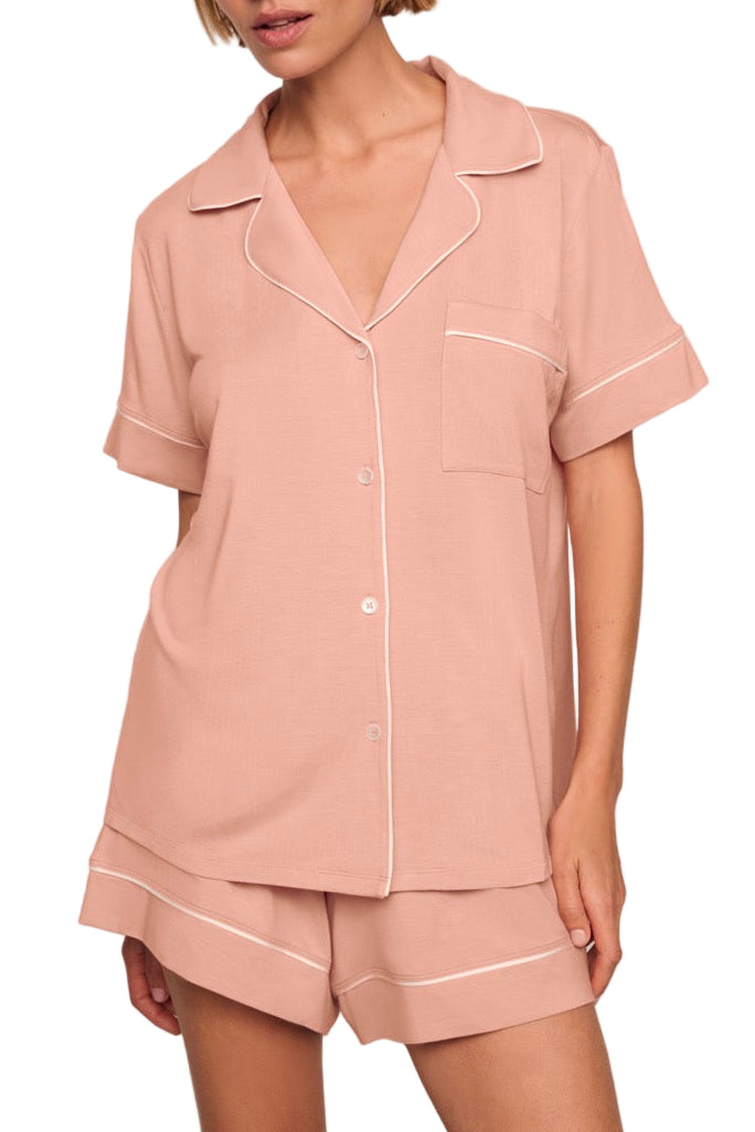 Gisele Relaxed Short PJ Set in Velvet Pink & Ivory