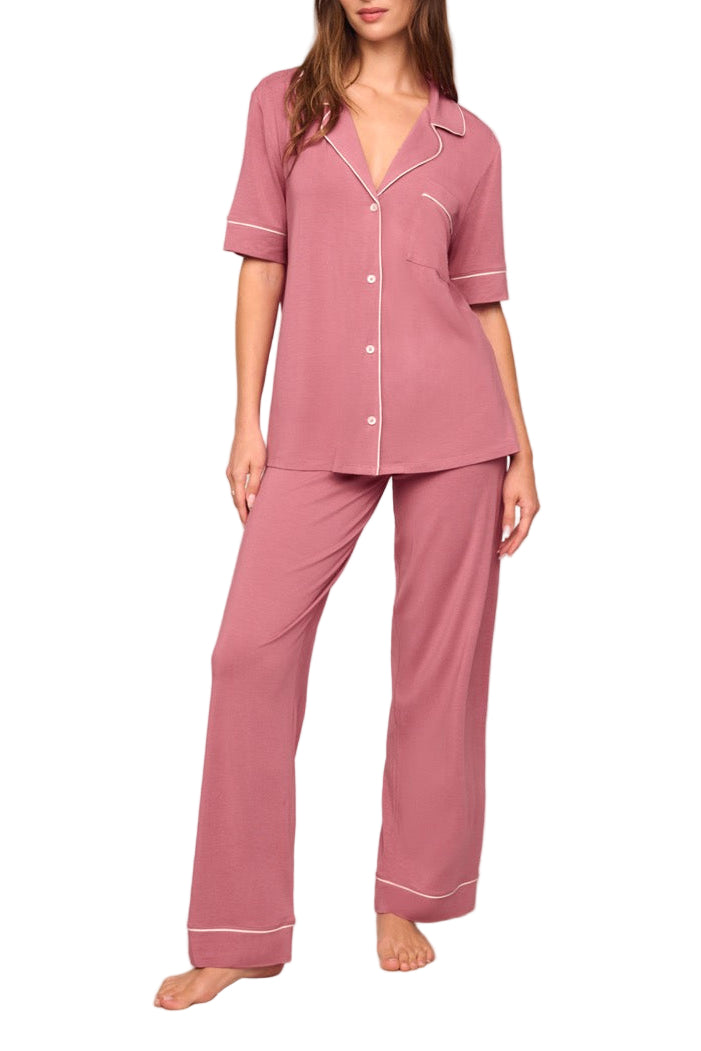 Gisele Short Sleeve Pant PJ Set in Berry Blush & Ivory