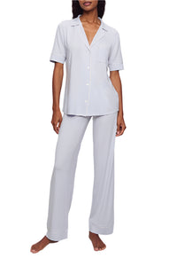 Gisele Short Sleeve Pant PJ Set in Ice Blue/Ivory