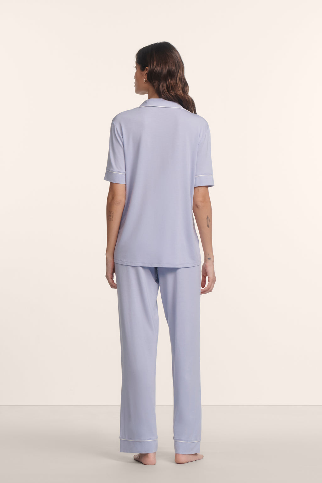 Gisele Short-Sleeve Pant PJ in Lavender Dusk/Ivory