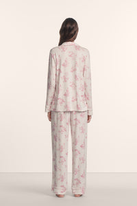 Gisele Printed Long PJ in Rose Garden Cameo Pink/Pale Pink