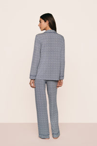 Gisele Printed Long PJ in Seashell Navy/Navy
