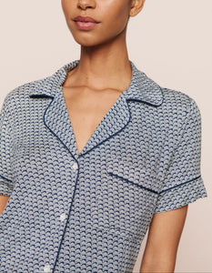 Gisele Printed Relaxed Short PJ in Seashell Navy/Navy