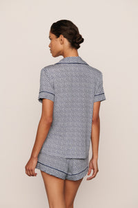 Gisele Printed Relaxed Short PJ in Seashell Navy/Navy