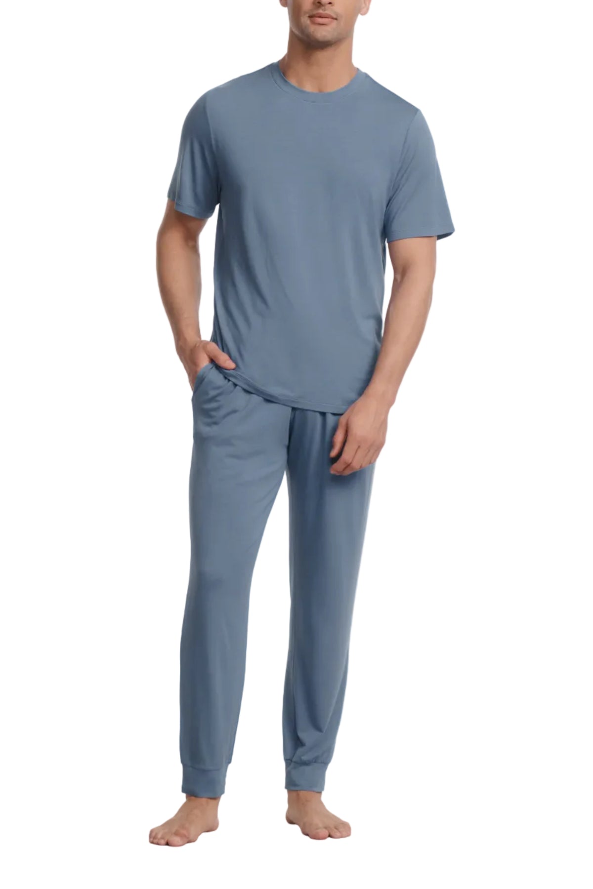 Henry Short-Sleeve Pant PJ Set in Slate Blue
