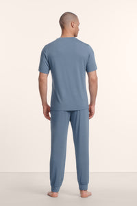 Henry Short-Sleeve Pant PJ Set in Slate Blue