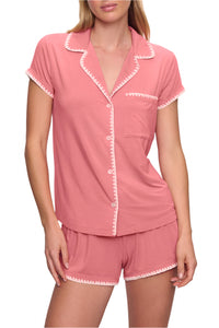 Frida Shortie PJ Set in Sunkissed Coral/Ivory