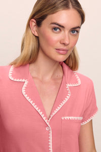 Frida Shortie PJ Set in Sunkissed Coral/Ivory