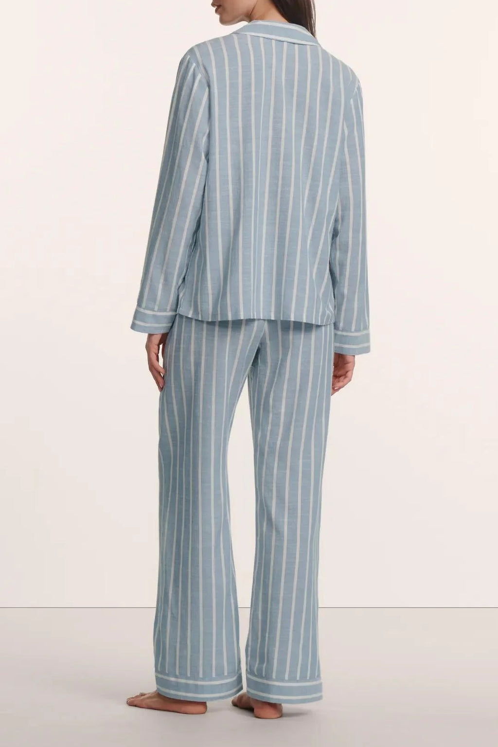 Nautico Long PJ Set in Classic Stripe Slate Blue/Ivory