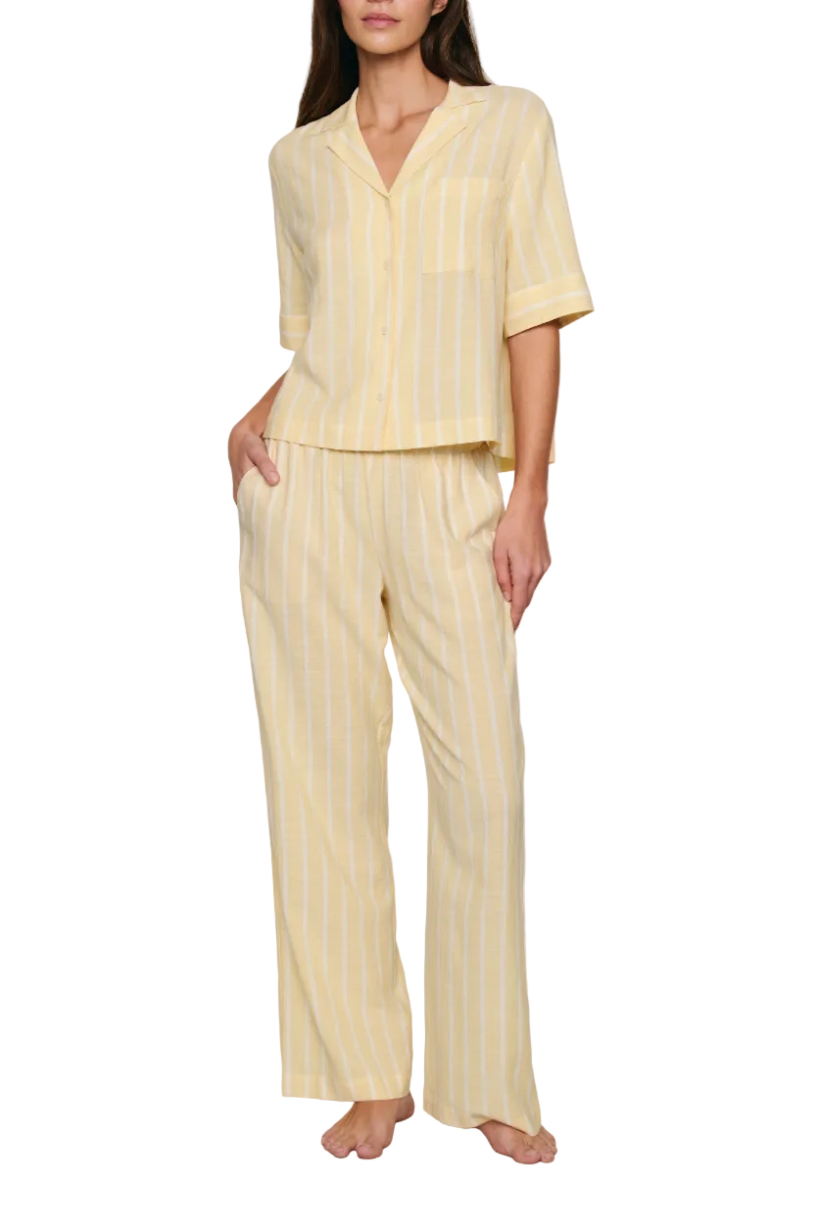 Nautico RLX Short-Sleeve Pant PJ Set in Classic Stripe Sunbeam/Ivory