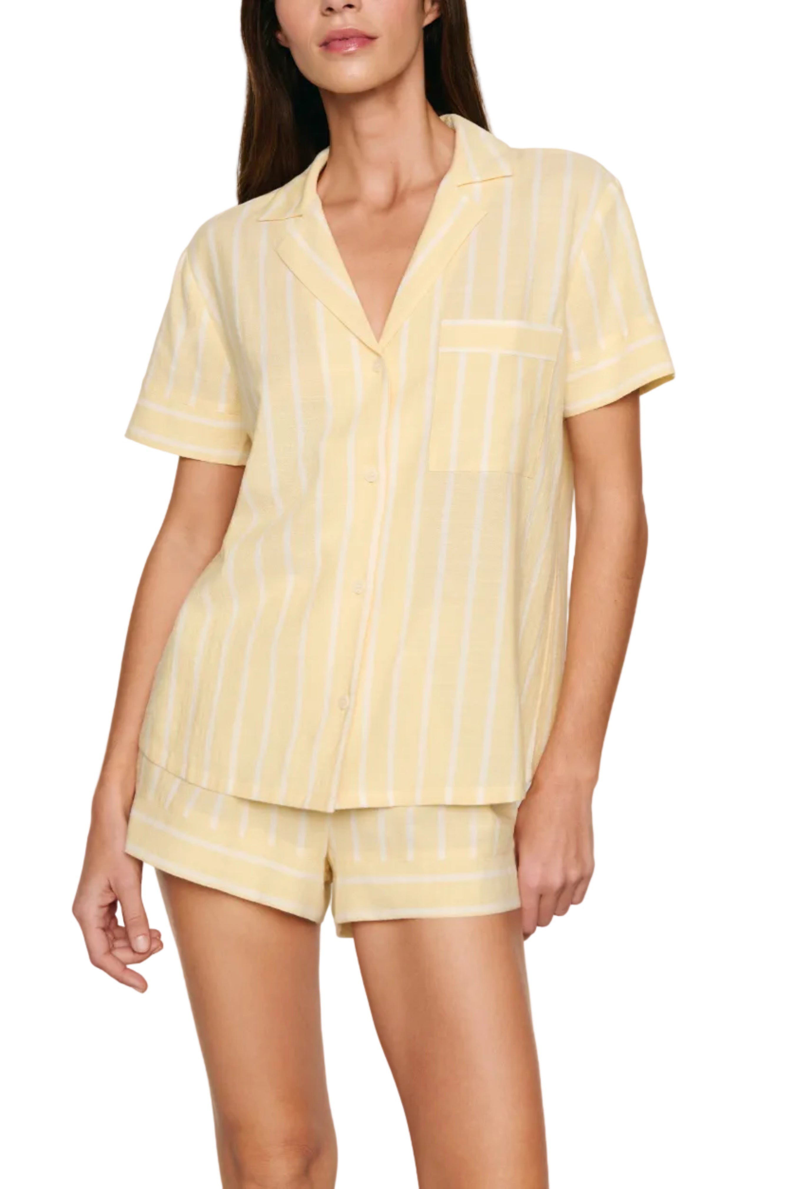 Nautico Shortie PJ Set in Classic Stripe Sunbeam/Ivory