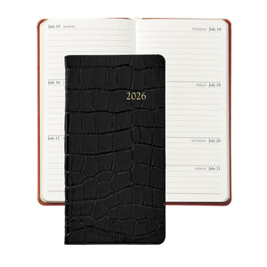 2026 6" Embossed Crocodile Leather Pocket Datebook