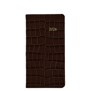 2026 6" Embossed Crocodile Leather Pocket Datebook