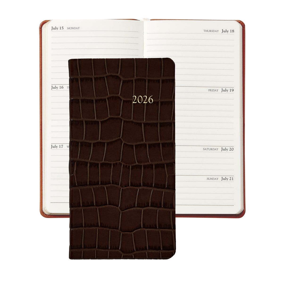 2026 6" Embossed Crocodile Leather Pocket Datebook