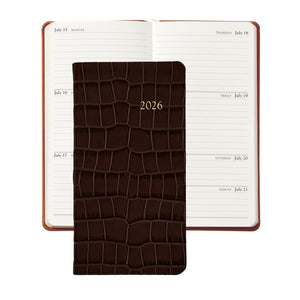 2026 6" Embossed Crocodile Leather Pocket Datebook
