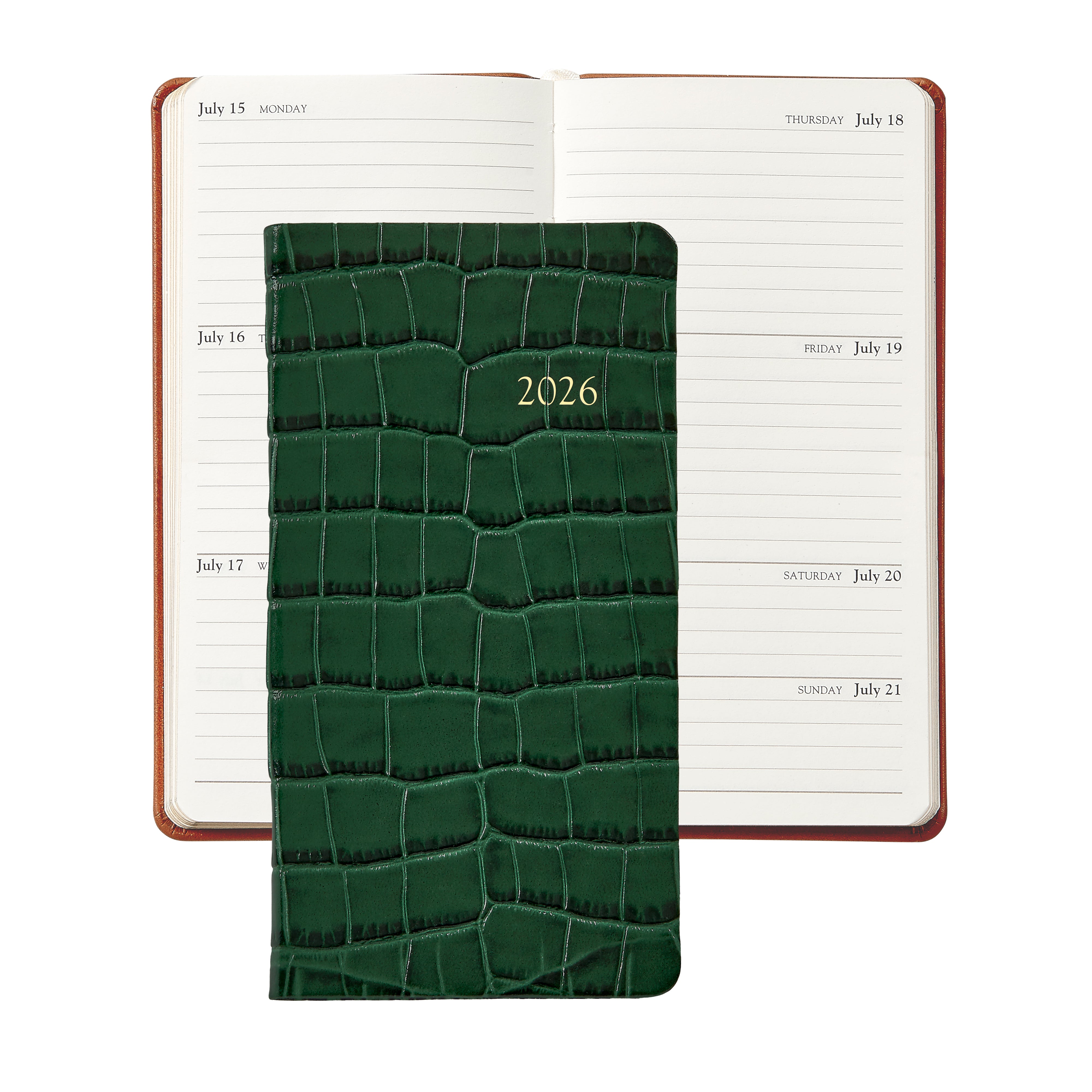 2026 6" Embossed Crocodile Leather Pocket Datebook