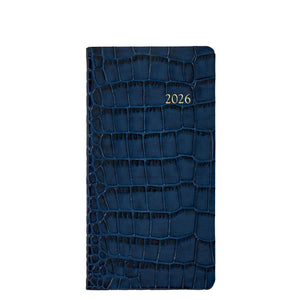 2026 6" Embossed Crocodile Leather Pocket Datebook
