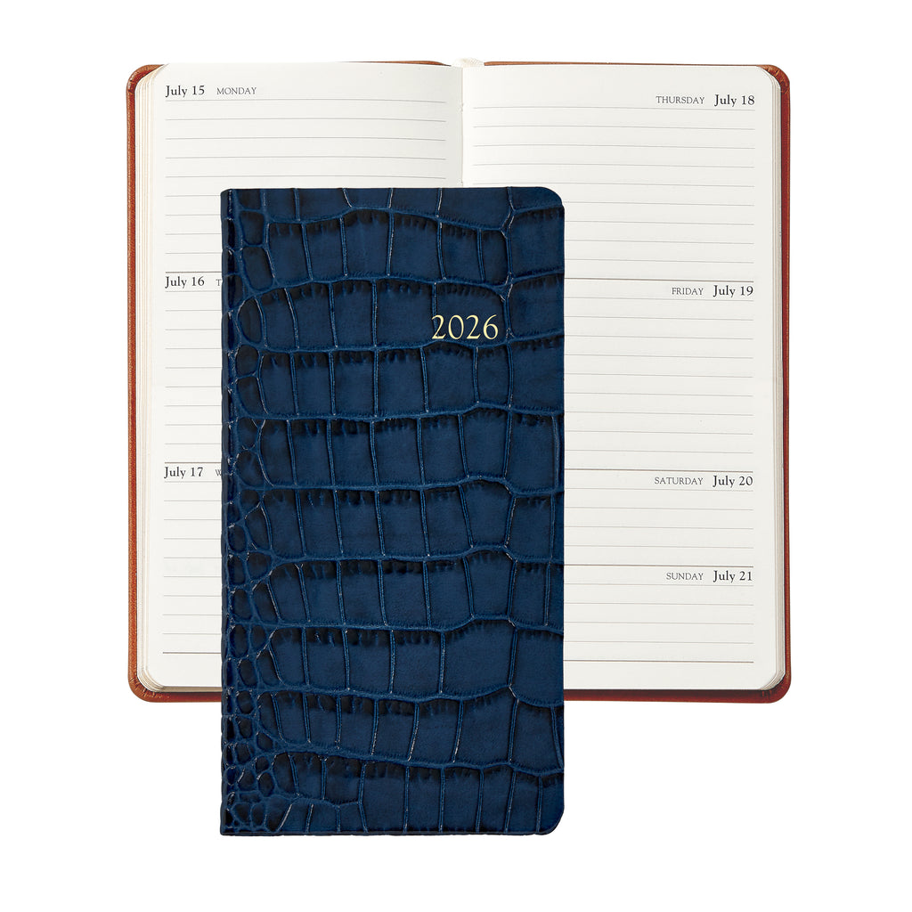 2026 6" Embossed Crocodile Leather Pocket Datebook