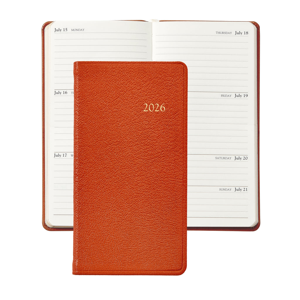 2026 6" Goatskin Leather Pocket Datebook