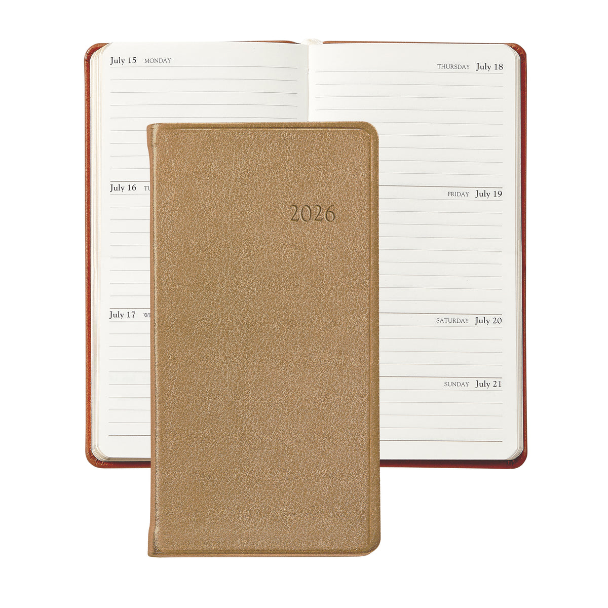2026 6" Goatskin Leather Pocket Datebook