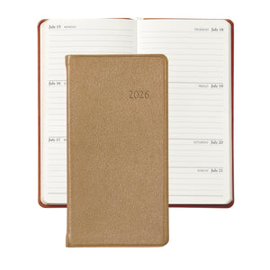 2026 6" Goatskin Leather Pocket Datebook
