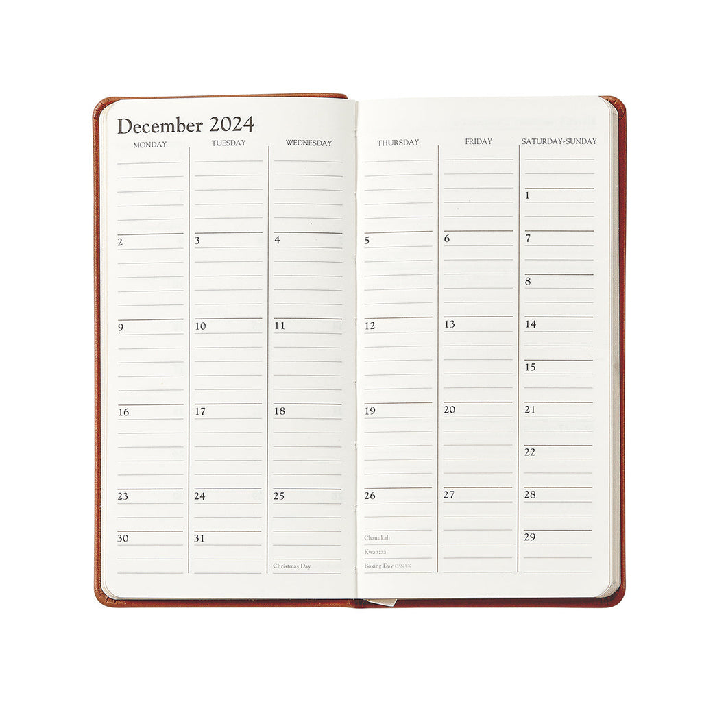 2026 6" Pocket Datebook in Brown Traditional Leather