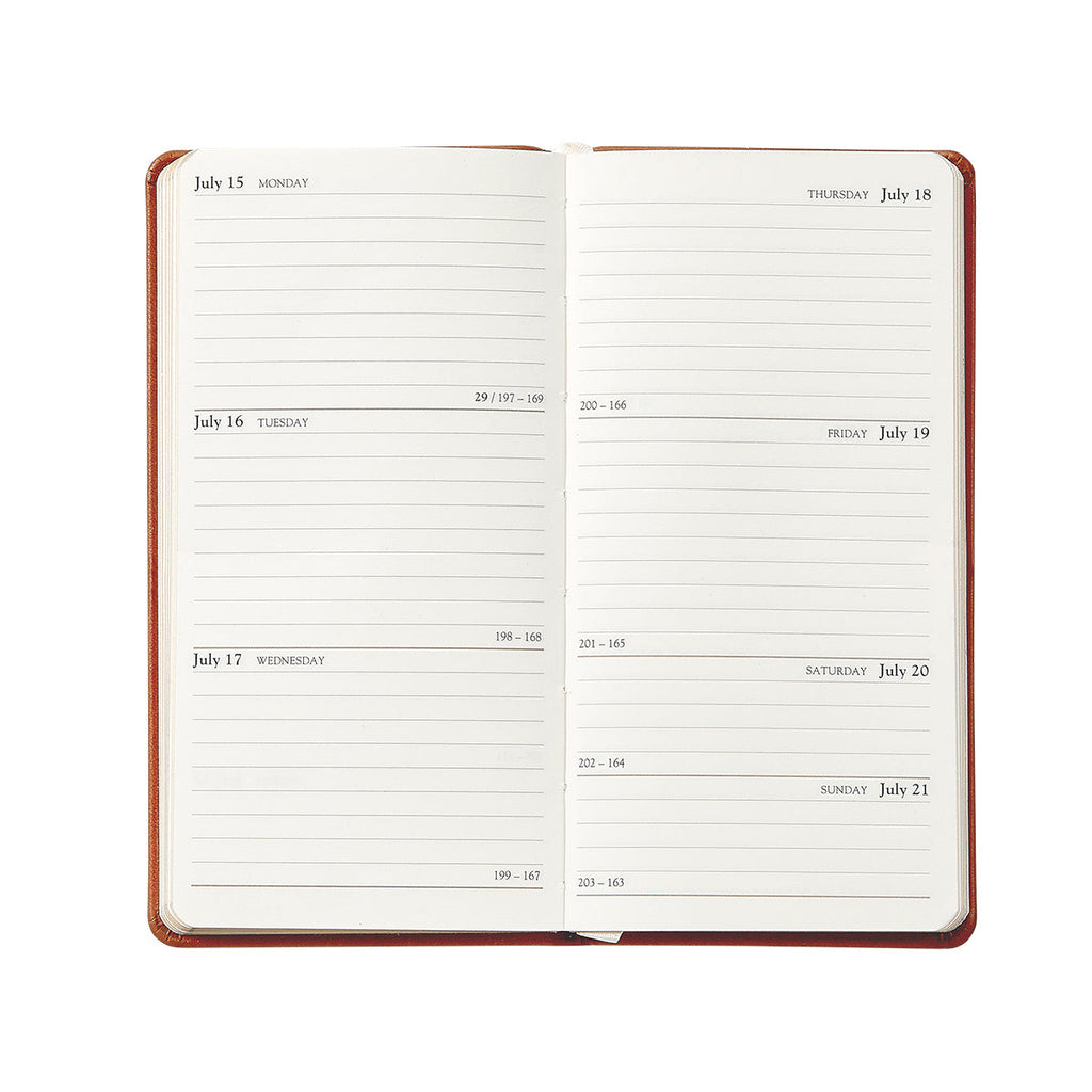 2026 6" Pocket Datebook in Brown Traditional Leather