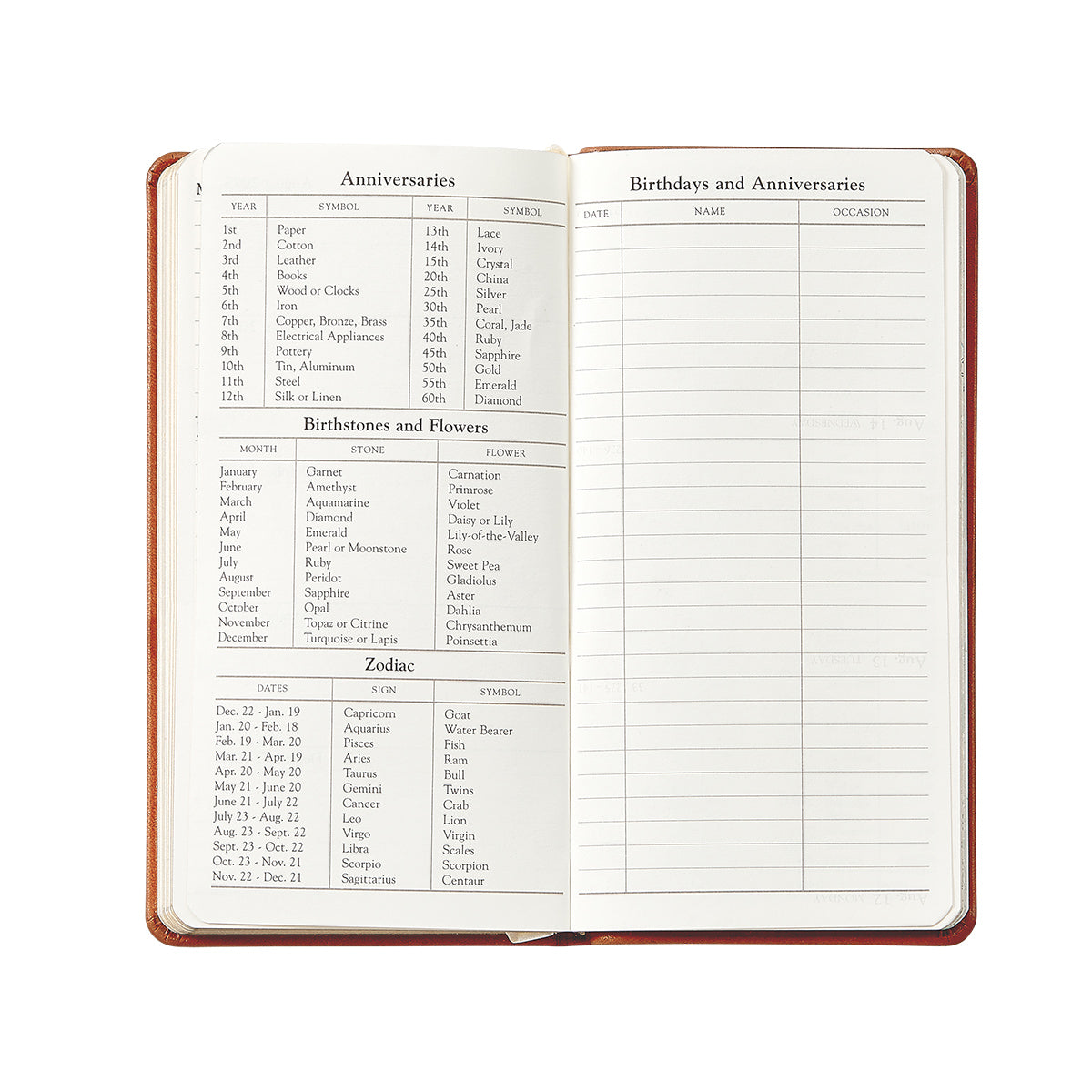 2026 6" Pocket Datebook in Beechwood Pebble Grain Leather