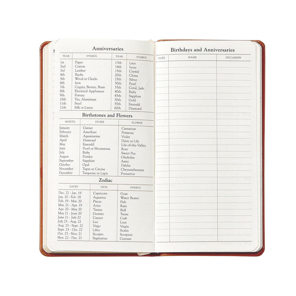 2026 6" Pocket Datebook in Wine Pebble Grain Leather