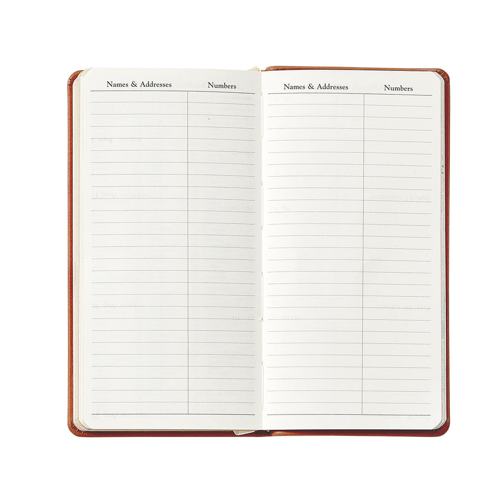 2026 6" Pocket Datebook in Brown Traditional Leather