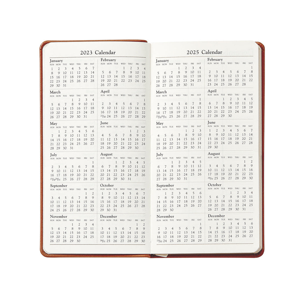 2026 6" Pocket Datebook in Bordeaux Traditional Leather