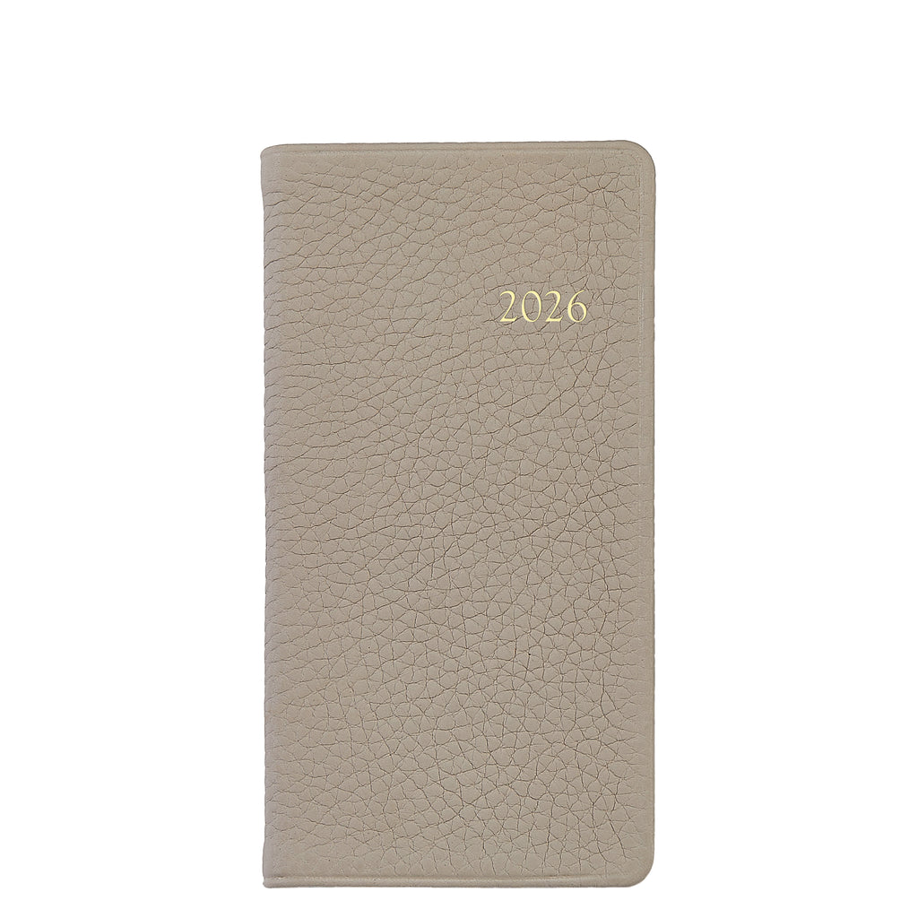 2026 6" Pocket Datebook in Beechwood Pebble Grain Leather