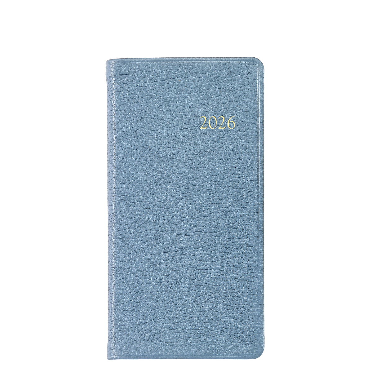 2026 6" Pocket Datebook in Slate Blue Pebble Grain Leather