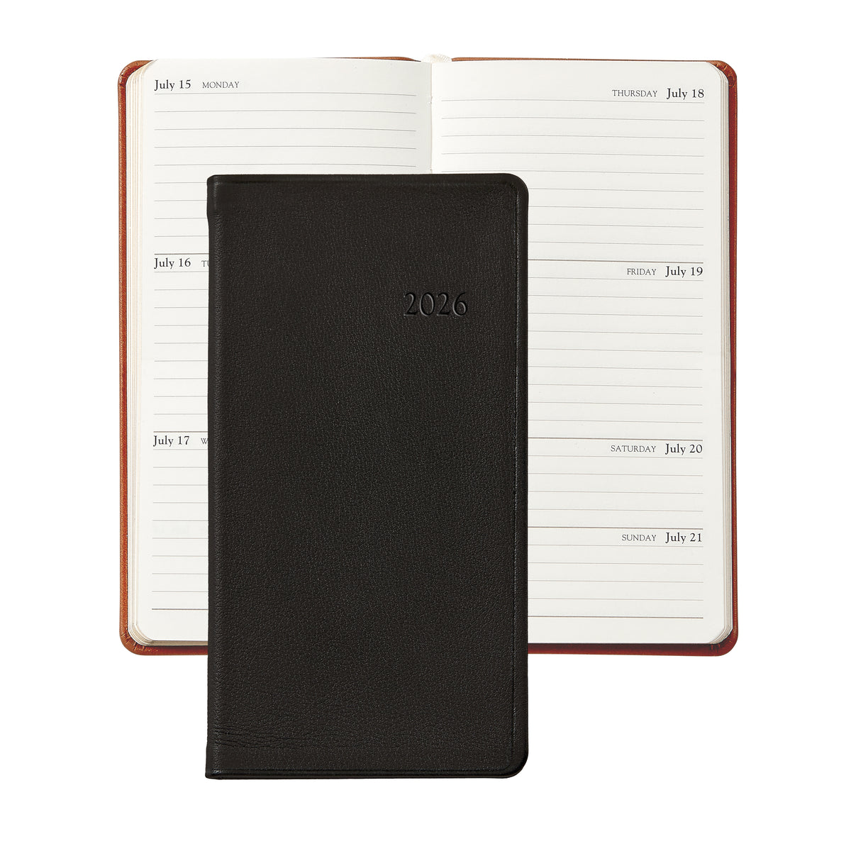 2026 6" Traditional Leather Pocket Datebook