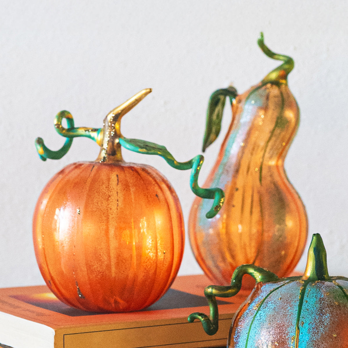 Pumpkins Figural Glass Pumpkin in Orange