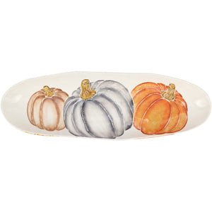 Pumpkins Narrow Oval Platter in Orange