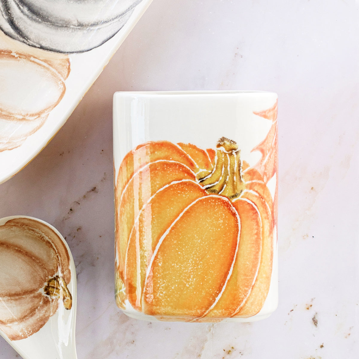Pumpkins Utensil Holder in Orange
