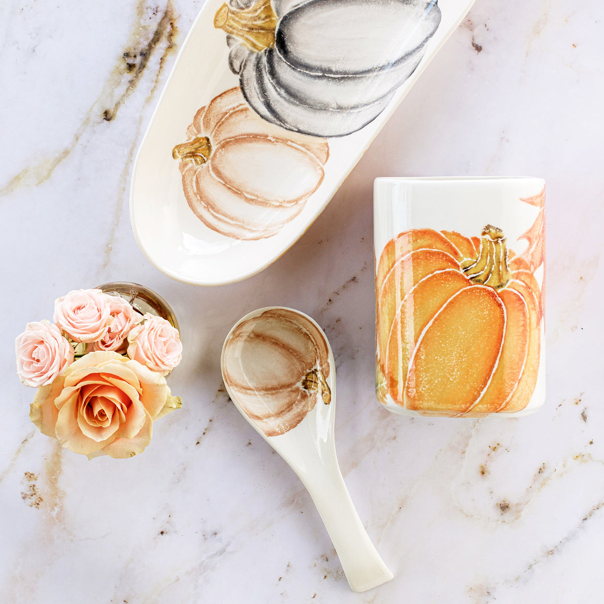 Pumpkins Utensil Holder in Orange