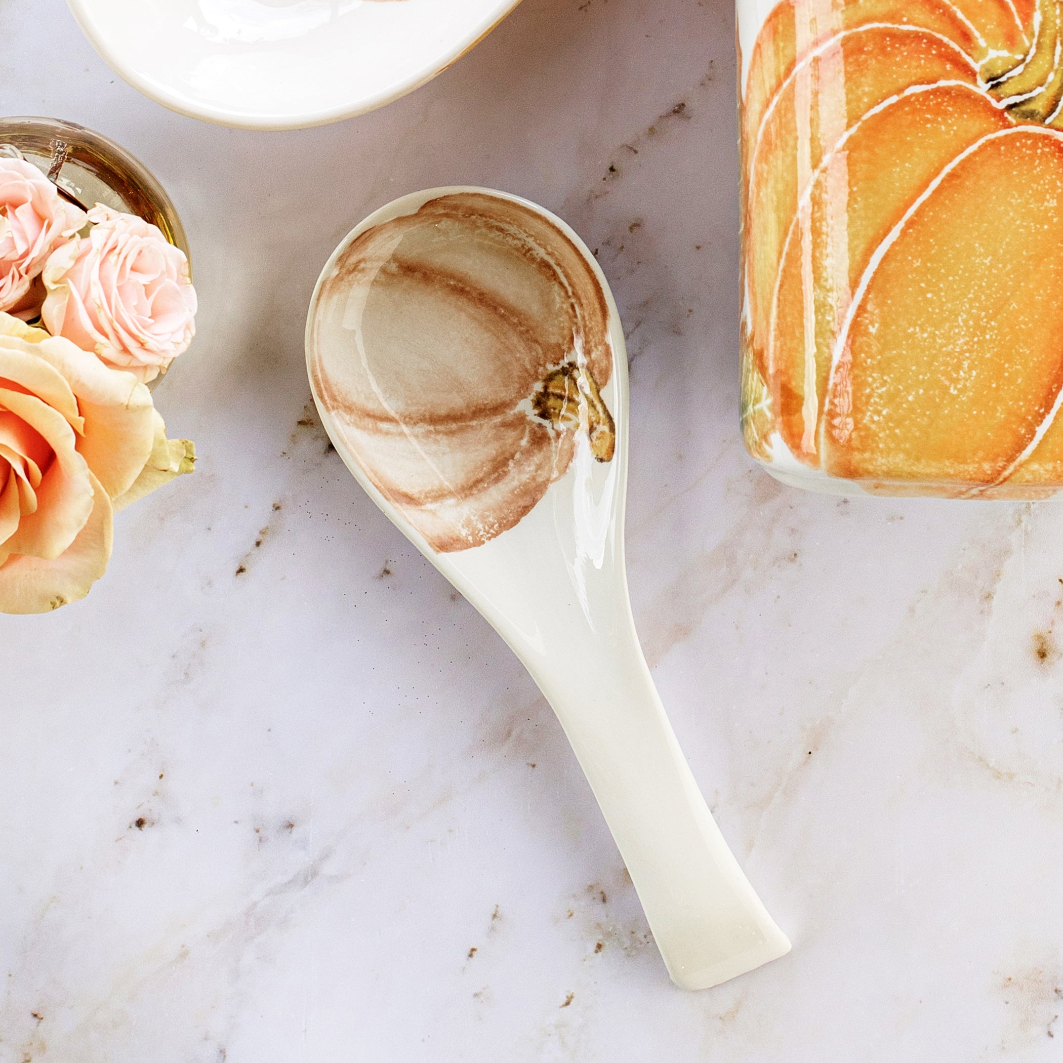 Pumpkins Spoon Rest in Orange