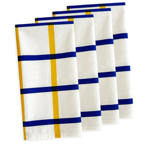 Plaid Dinner Napkins in Blue & Yellow, Set of 4