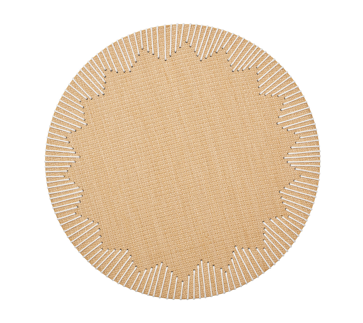 Close-up view of Dream Weaver Placemats, Set of 4 showcasing woven texture and white stitched edging against a white background