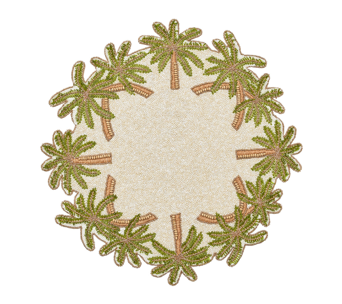 Oasis Placemat in Ivory, Green & Gold, Set of 2
