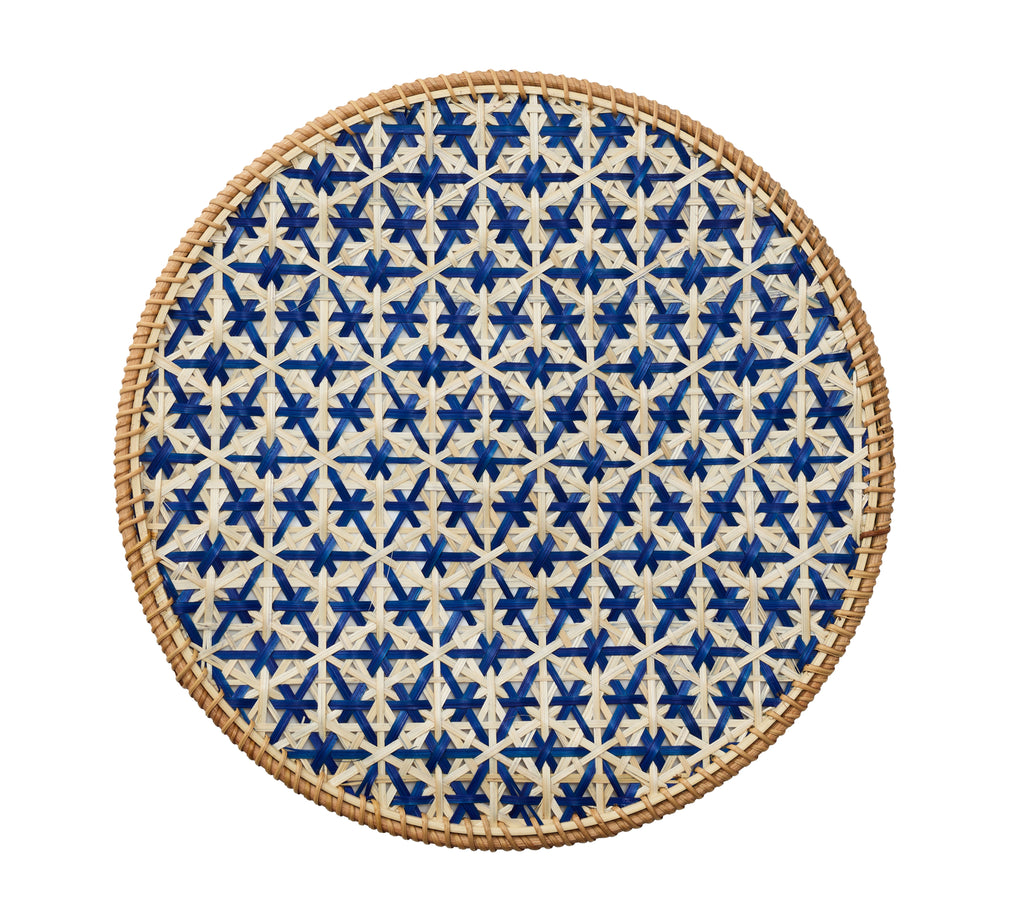 Lanai Placemat in Natural & Blue, Set of 4